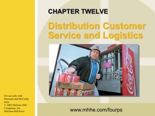CHAPTER TWELVE

Distribution Customer
Service and Logistics

For use only with
Perreault and McCarthy
texts.
© 2005 McGraw-Hill
Companies, Inc.
McGraw-Hill/Irwin

www.mhhe.com/fourps

 