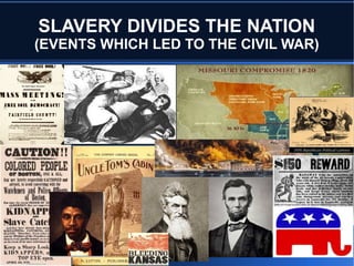 SLAVERY DIVIDES THE NATION
(EVENTS WHICH LED TO THE CIVIL WAR)
 