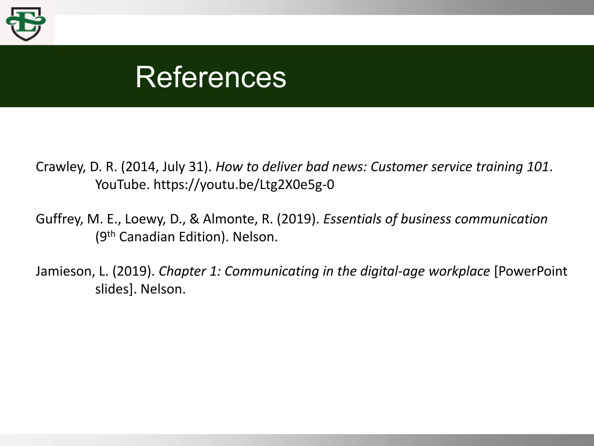 COMM 100 Chpt 7 Writing Strategies for Delivering Negative News