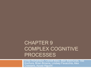 Chapter 9Complex Cognitive Processes Emily Richardson, Cisnell Baez, Blair Balchunas, Vas Kochura, Brian Browne, Lindsey Favacchia, Alex Crassaris, Azusa Higuchi 