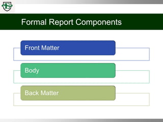 Formal Report Components
 