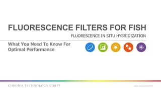 FLUORESCENCE FILTERS FOR FISH 
What You Need To Know For 
Optimal Performance 
FLUORESCENCE IN SITU HYBRIDIZATION 
C H R O M A T E C H N O L O G Y C O R P ® www.chroma.com/FISH 
 
