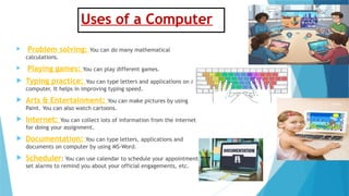 Chracteristics of a Computer Grade 4 with activities | PPTX