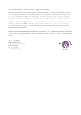 Association for Advocacy and Legal Initiatives (AALI) is a women-led and women-run human rights organization committed
to ...
