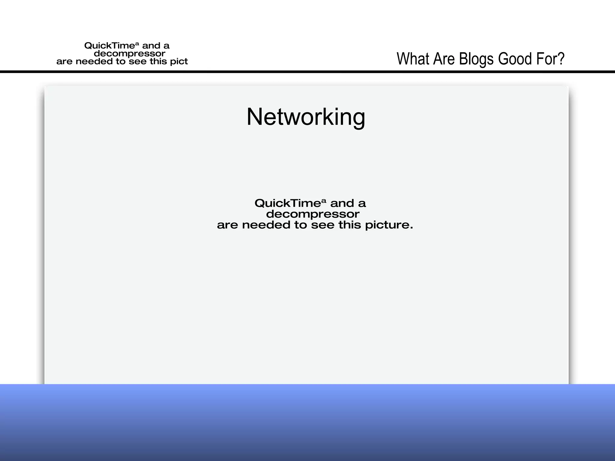 Networking What Are Blogs Good For?