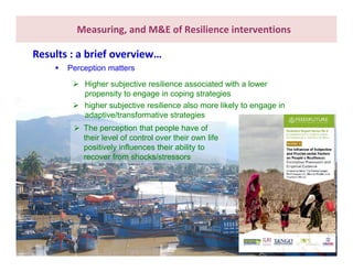 What do we know about resilience and food security? – Most recent progress in measuring and assessing resilience interventions