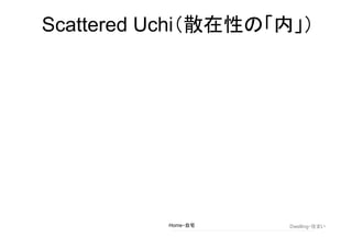 Home・自宅 Dwelling・住まい
Scattered Uchi（散在性の「内」）
 