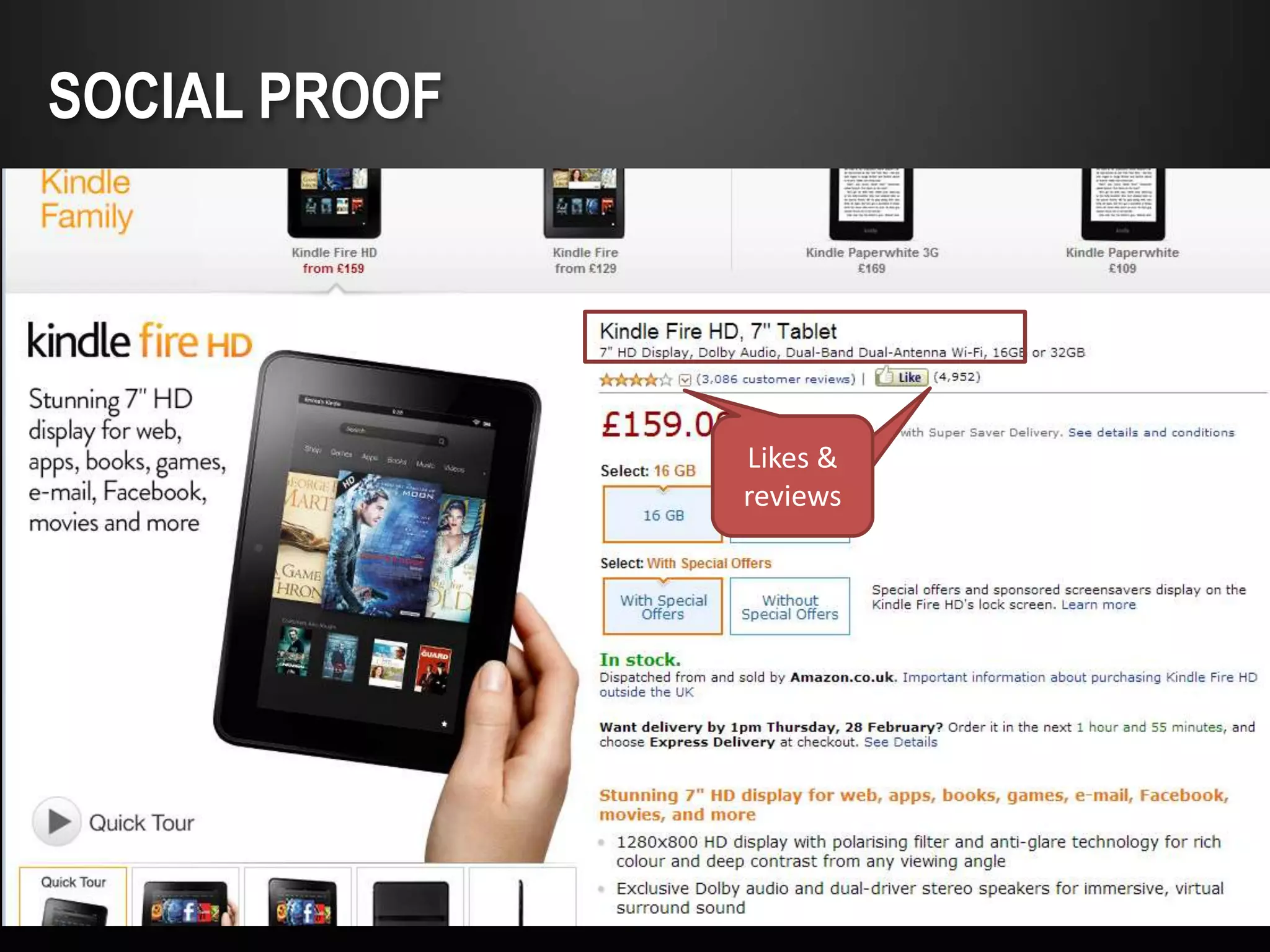 SOCIAL PROOF




                   Likes and
                    Likes &
                    reviews

›
 