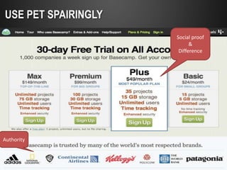 USE PET SPAIRINGLY
                     Social proof
                           &
                      Difference




Authority
 