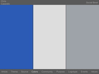 Chris CatarelloSocial BeretLogotypeEventsArticleThemeSourceColorsCommunityValuesPurpose