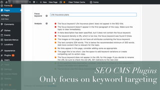 SEO CMS Plugins
Only focus on keyword targeting
 