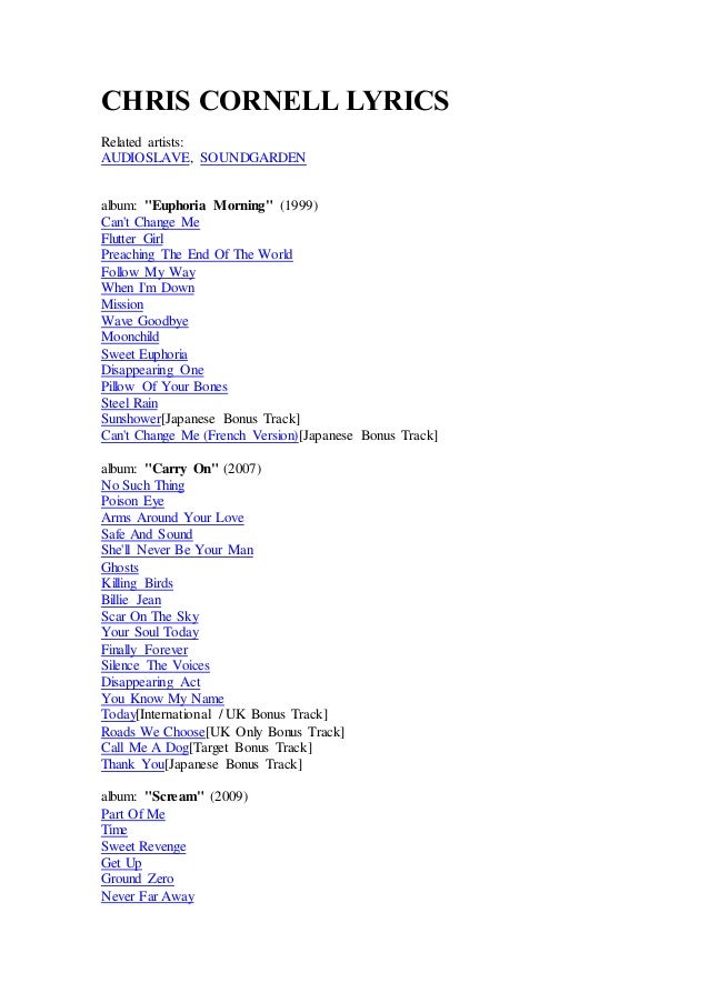 Chris Cornell Lyrics Chris Cornell Lyrics