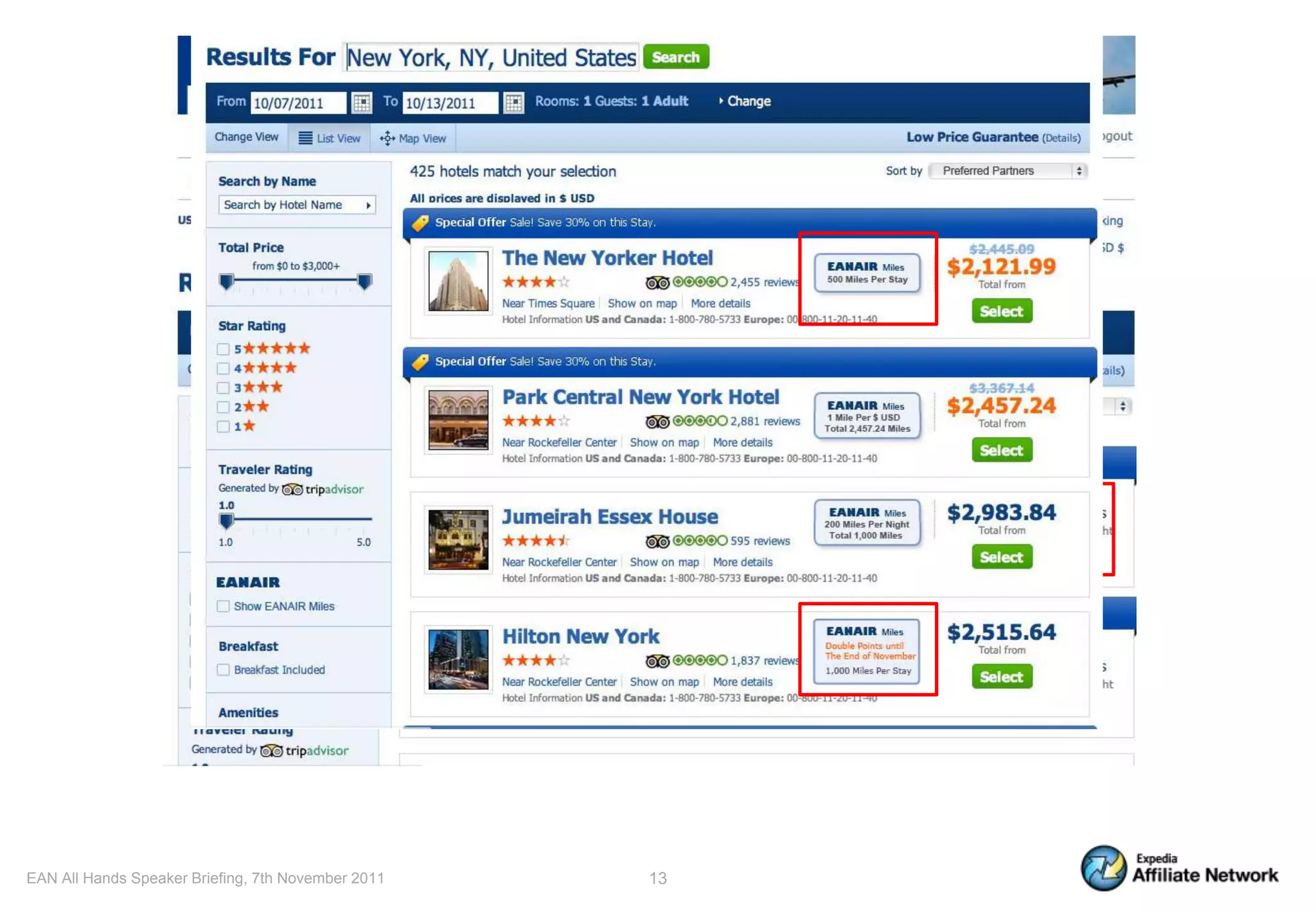 EAN All Hands Speaker Briefing, 7th November 2011   13
 