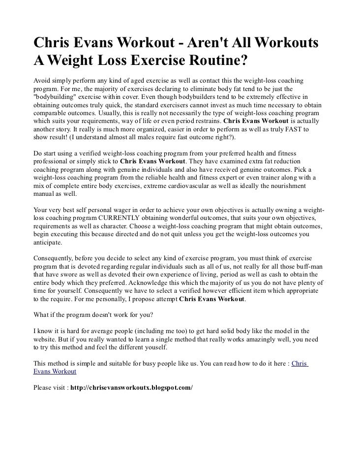 Chris Evans Workout Aren T All Workouts A Weight Loss