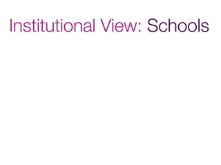 Institutional View: Schools
 