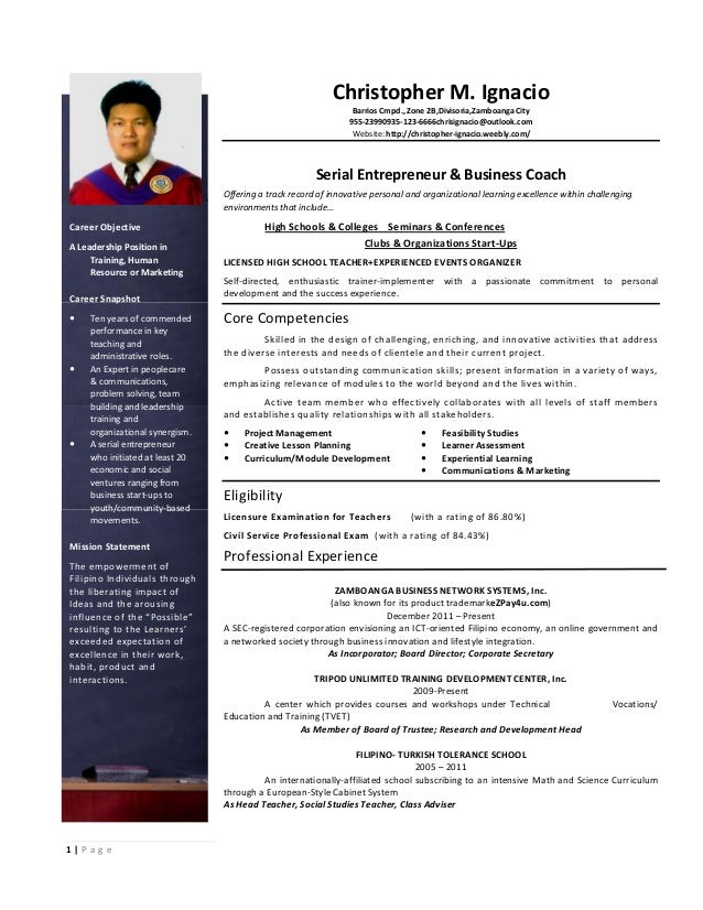 resume samples for freshers philippines