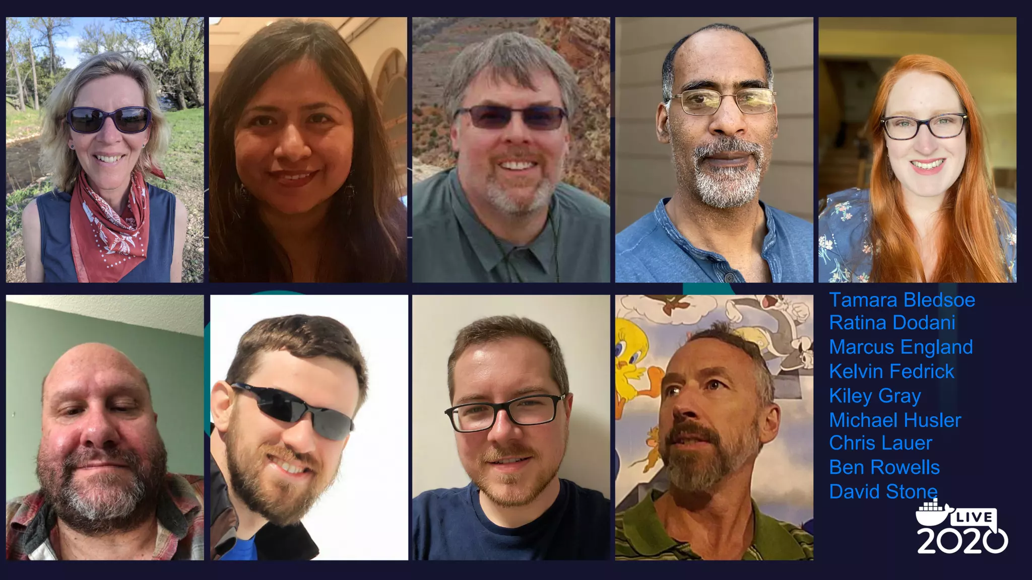 Tamara Bledsoe
Ratina Dodani
Marcus England
Kelvin Fedrick
Kiley Gray
Michael Husler
Chris Lauer
Ben Rowells
David Stone
 