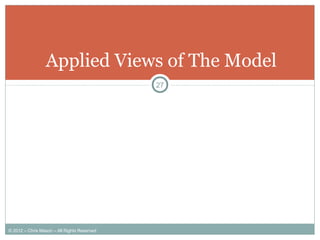 Applied Views of The Model
27
© 2012 – Chris Mason – All Rights Reserved
 