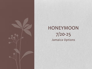 HONEYMOON
7/20-25
Jamaica Options

 