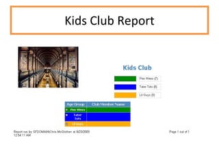 Kids Club Report 