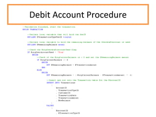 Debit Account Procedure 