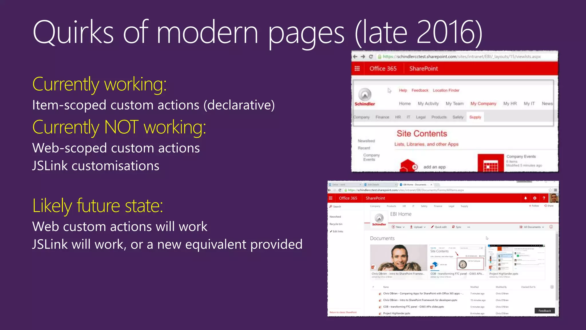 Currently working:
Currently NOT working:
Likely future state:
 