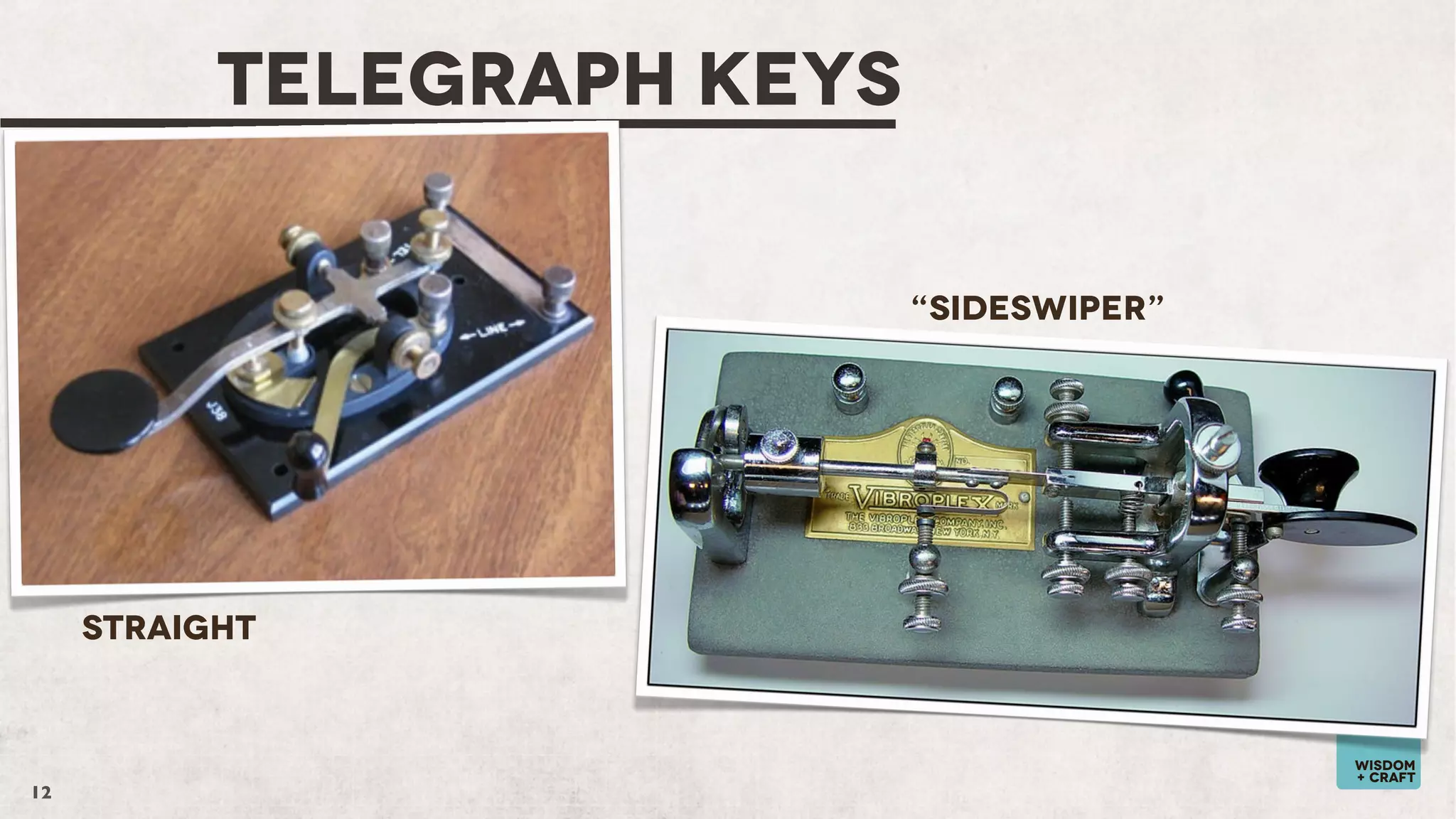 TELEGRAPH KEYS
“Sideswiper”

Straight

12

wisdom
+ craft

 