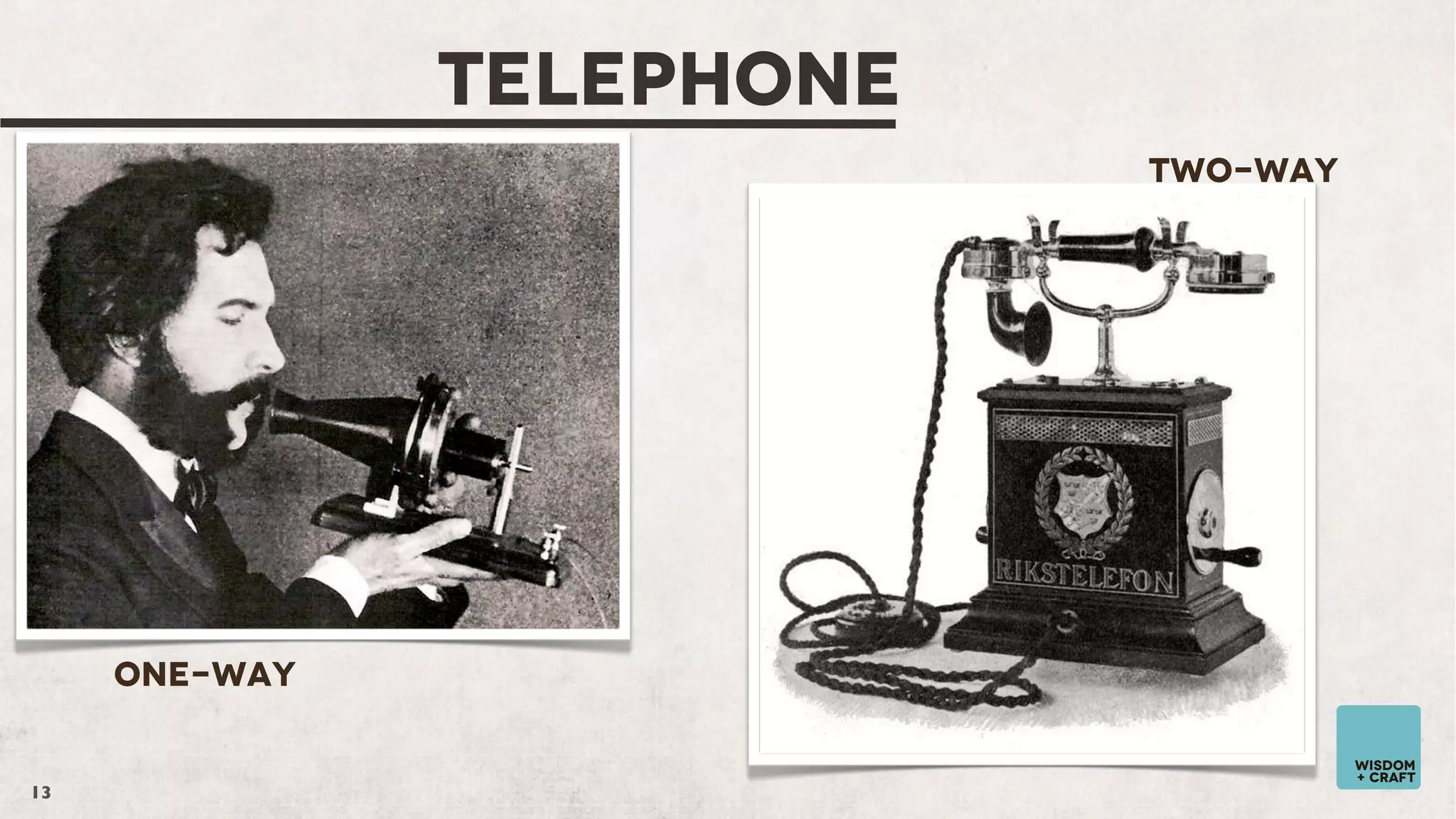 TELEPHONE
Two-Way

One-Way

13

wisdom
+ craft

 