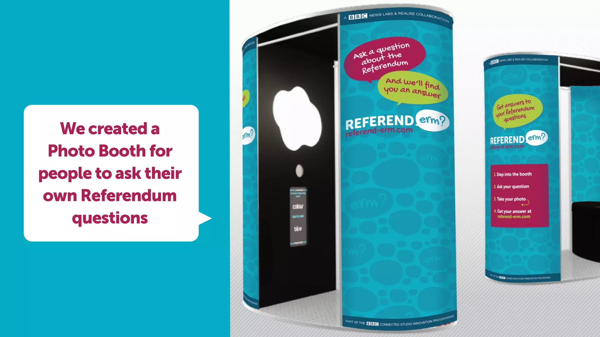 We created a
Photo Booth for
people to ask their
own Referendum
questions
 