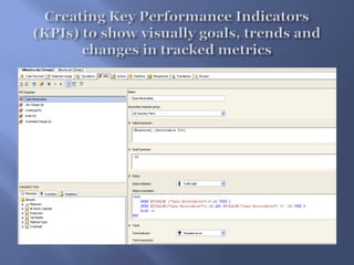 Creating Key Performance Indicators (KPIs) to show visually goals, trends and changes in tracked metrics