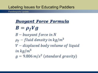 Labeling Issues for Educating Paddlers
Paddlesports Update
 