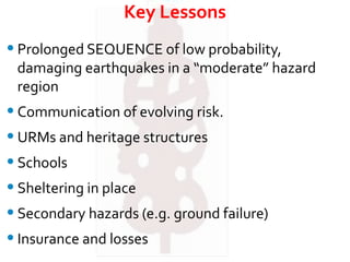 Response and Recovery Lessons from the 2010-2011 Earthquake Sequence in ...