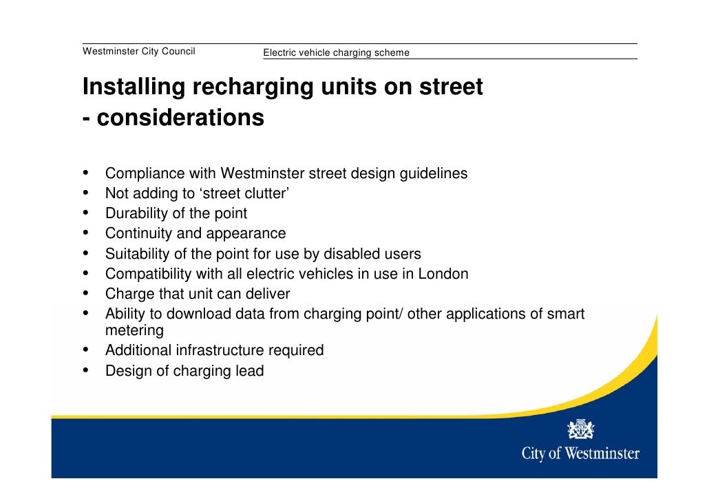 Westminster City Council Electric Vehicle OnStreet Charging Scheme