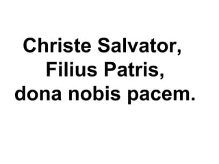 Christe Salvator,
Filius Patris,
dona nobis pacem.
 