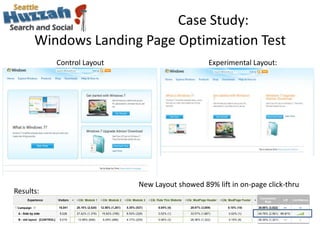 Windows Landing Page Optimization Test<br />Case Study:<br />Control Layout<br />Experimental Layout:<br />New Layout show...
