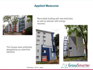 WP2 Meeting I 19/01/18 I page 6www.grow-smarter.eu
Renovated building with new balconies
as well as elevator with energy
r...