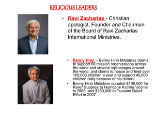 • Ravi Zacharias - Christian
apologist, Founder and Chairman
of the Board of Ravi Zacharias
International Ministries.
RELI...