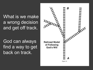 What is we make
a wrong decision
and get off track.
God can always
find a way to get
back on track.
 