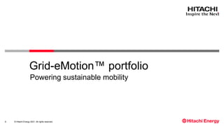© Hitachi Energy 2021. All rights reserved.
Grid-eMotion™ portfolio
Powering sustainable mobility
9
 