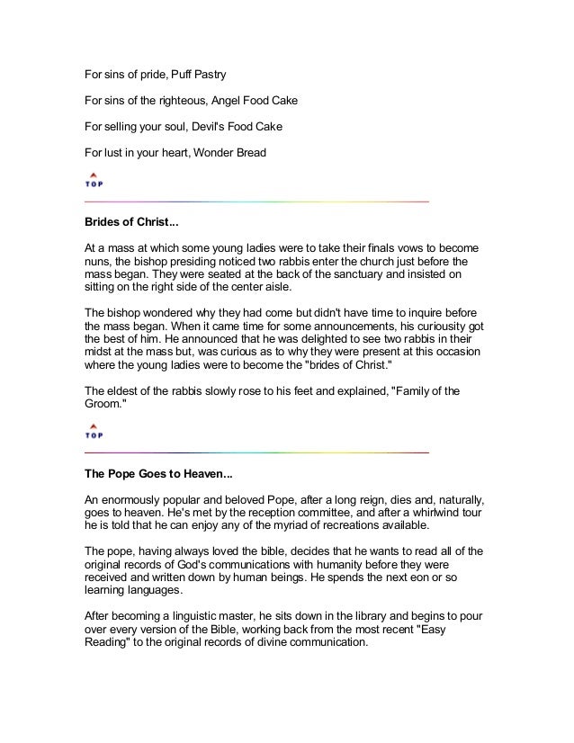 Short Funny Religious Jokes Christian funny stories jokes 