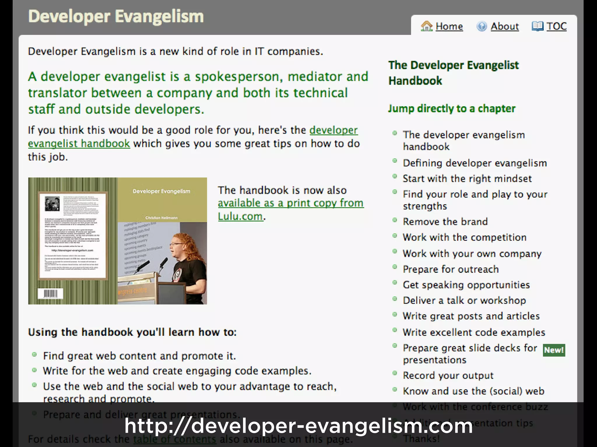 http://developer-evangelism.com
 