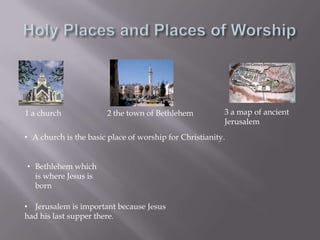 Jesus is a symbol because he led his followers and they eventually formed ChristianityCelebrations and Holidays2 Jesus rising from the dead 1 birth of Jesus  3 an Advent wreath Christmas is a celebration of Jesus’ birth.