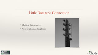 !
❖ No way of connecting them
Little Data w/o Connection
9
❖ Multiple data sources
 