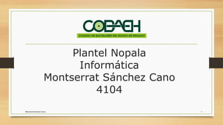Plantel Nopala
Informática
Montserrat Sánchez Cano
4104
Montserrat Sanchez Cano 1
 