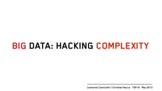BIG DATA: HACKING COMPLEXITY
Leonardo Camiciotti / Christian Racca TOP-IX May 2013
 