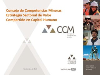 Noviembre de 2014
Consejo de Competencias Mineras
Estrategia Sectorial de Valor
Compartido en Capital Humano
 