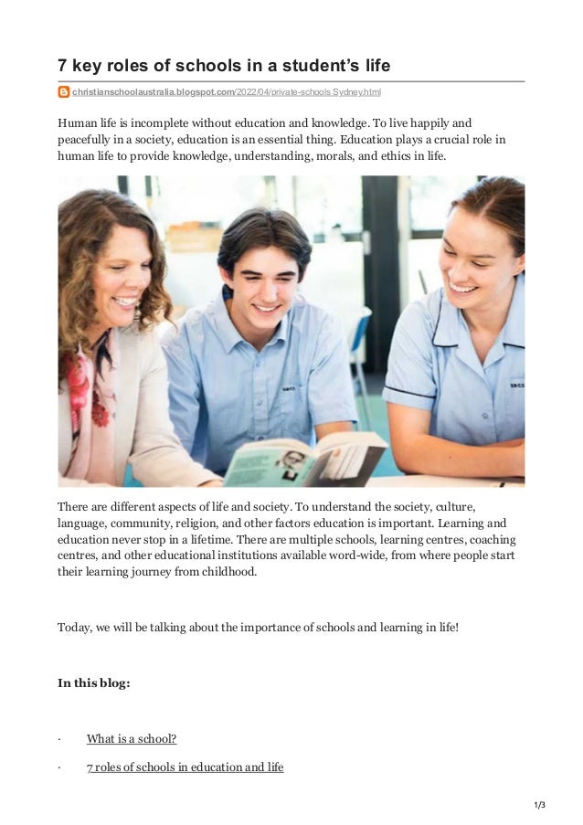 7 key roles of schools in a students life