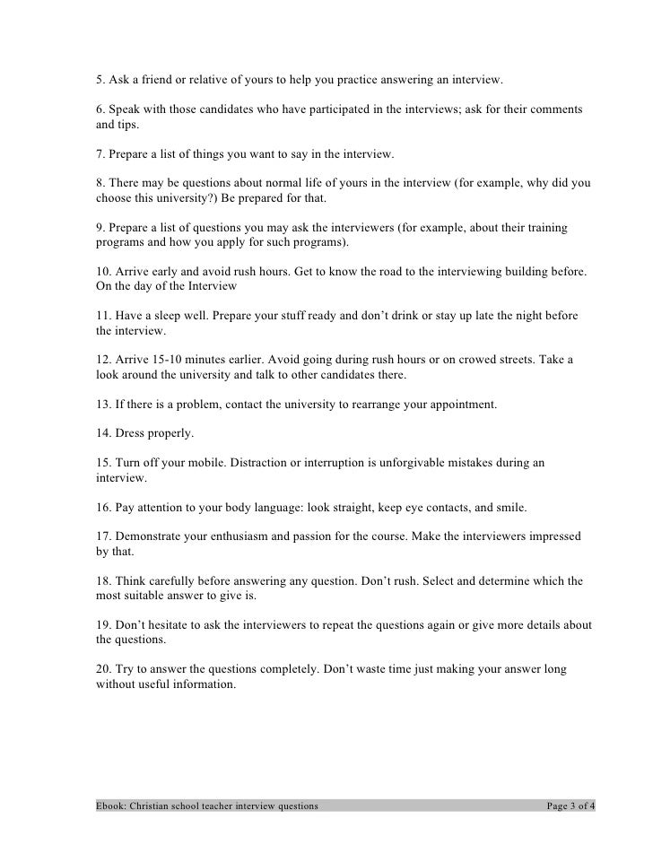 Christian school teacher interview questions