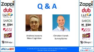 A	Comedy	of	Errors:	Anonymous	Stories	of	Research	Mess	Ups	
Chris:an	Vanek,	SurveyGizmo	
Festival of
#NewMR 2017
	
	
Q	&	A...