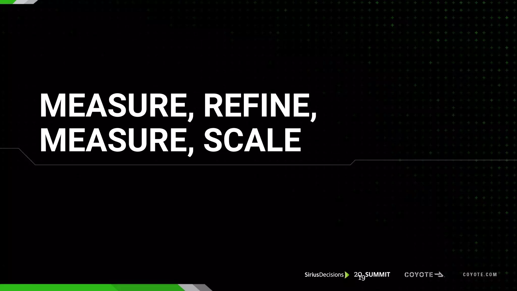 MEASURE, REFINE,
MEASURE, SCALE
 